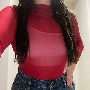 Red mesh fun top